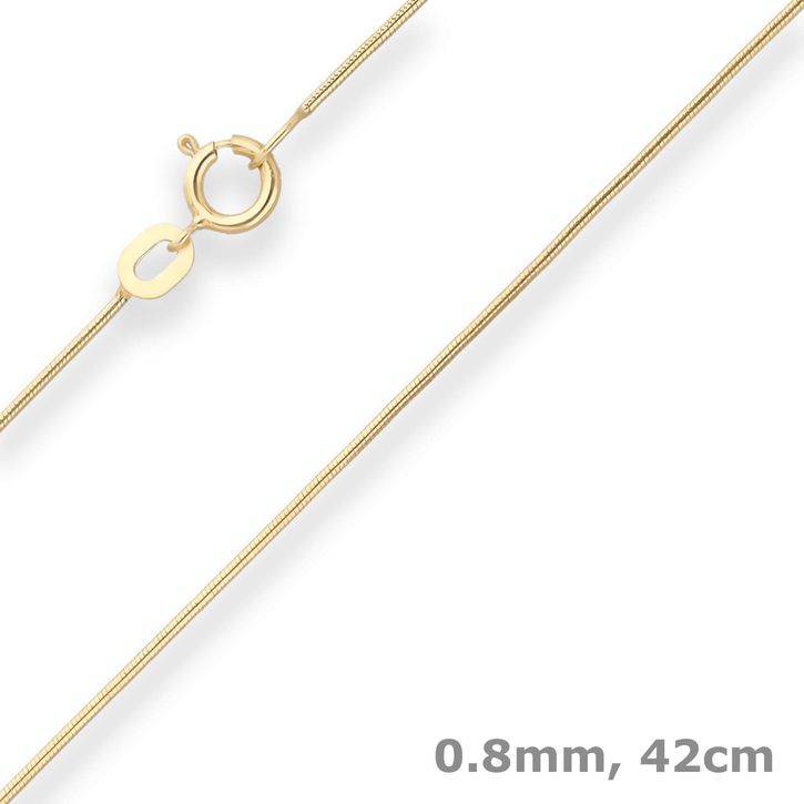 0.8mm Schlangenkette aus 585 Gelbgold 42cm