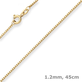 1,2mm Veneziakette Goldkette Collier Halskette aus 585 Gold Gelbgold 45cm