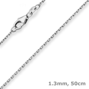 1,3mm Ankerkette diamantiert Collier aus 750 Weißgold 50cm mit Zwischenöse