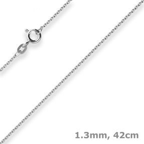 1,3mm Rund-Ankerkette Goldkette Collier Halskette aus 585 Gold Weißgold 42cm