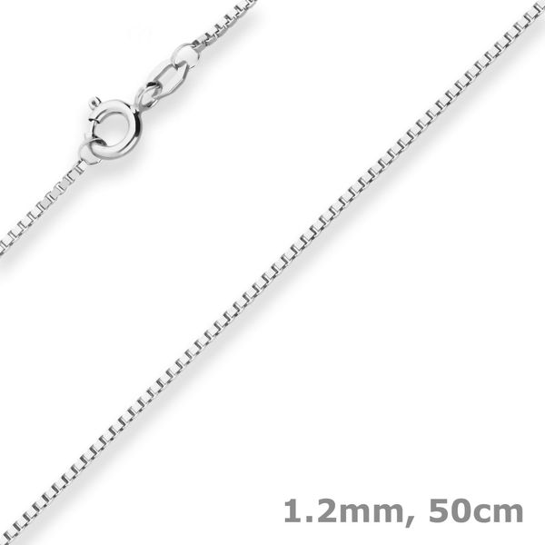 1.2mm Veneziakette aus 585 Weißgold 50cm