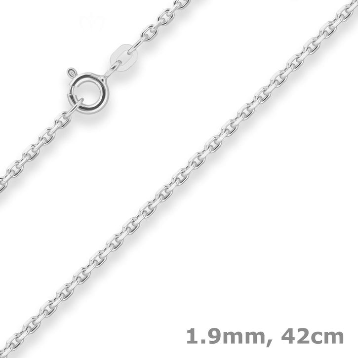 1.9mm Ankerkette diamantiert aus 925 Silber 42cm