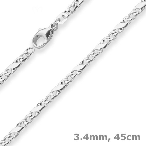 3.4mm Dollarkette aus 925 Silber 45cm