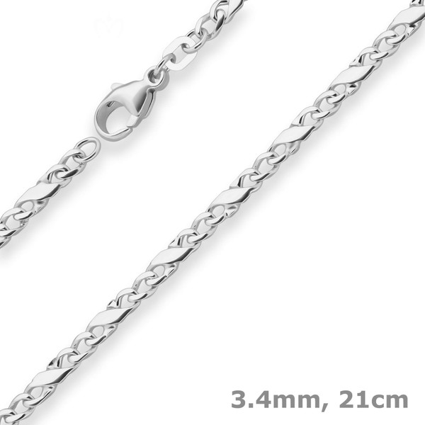 3.4mm Armband Dollarkette aus 925 Silber 21cm