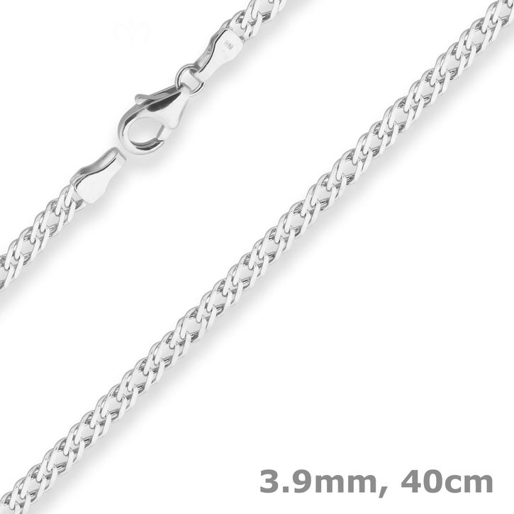 3.9mm Zwillingspanzerkette aus 925 Silber 40cm