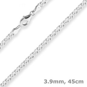 3,9mm Zwillingspanzerkette Silberkette Collier Halskette aus 925 Silber 45cm