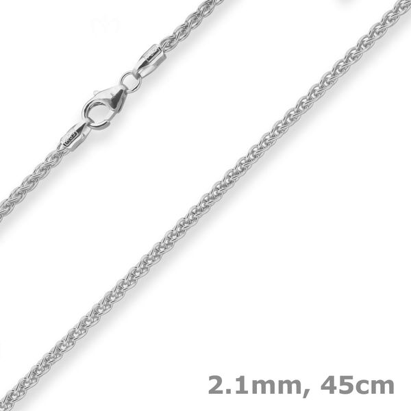 2.1mm Zopfkette aus 925 Silber 45cm