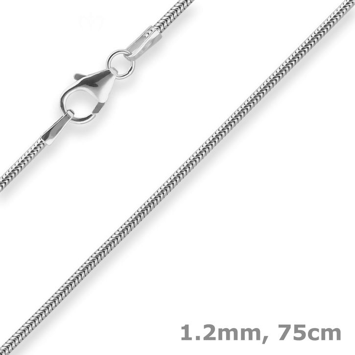 1.2mm Schlangenkette aus 925 Silber 75cm