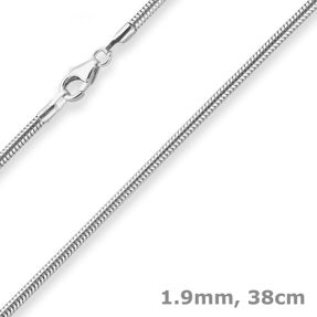 1,9mm Schlangenkette Silberkette Collier Halskette aus 925 Silber 38cm