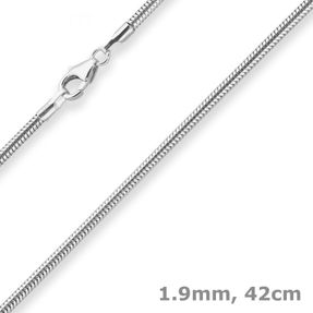 1,9mm Schlangenkette Silberkette Collier Halskette aus 925 Silber 42cm