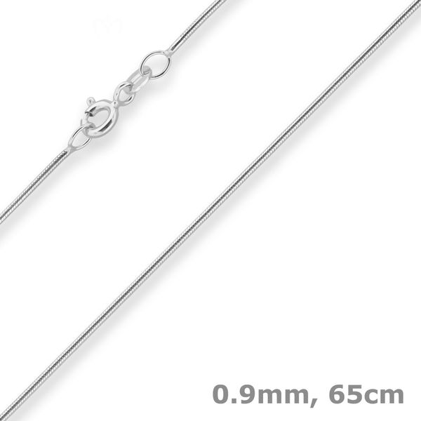 0.9mm Schlangenkette aus 925 Silber 65cm