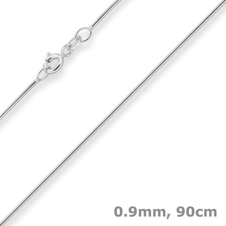 0.9mm Schlangenkette aus 925 Silber 90cm