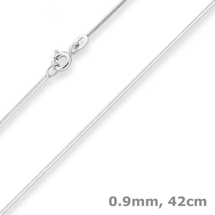 0.9mm Schlangenkette diamantiert aus 925 Silber 42cm