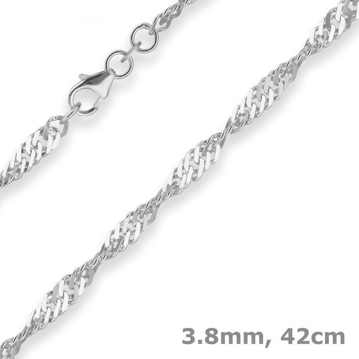 3.8mm Singapurkette aus 925 Silber 42cm