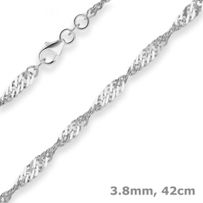 3,8mm Singapurkette Silberkette Collier Halskette aus 925 Silber 42cm