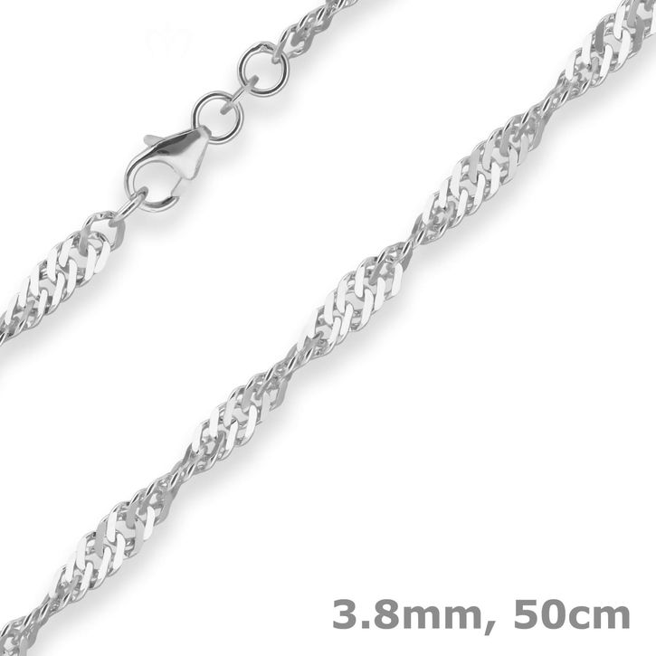 3.8mm Singapurkette aus 925 Silber 50cm