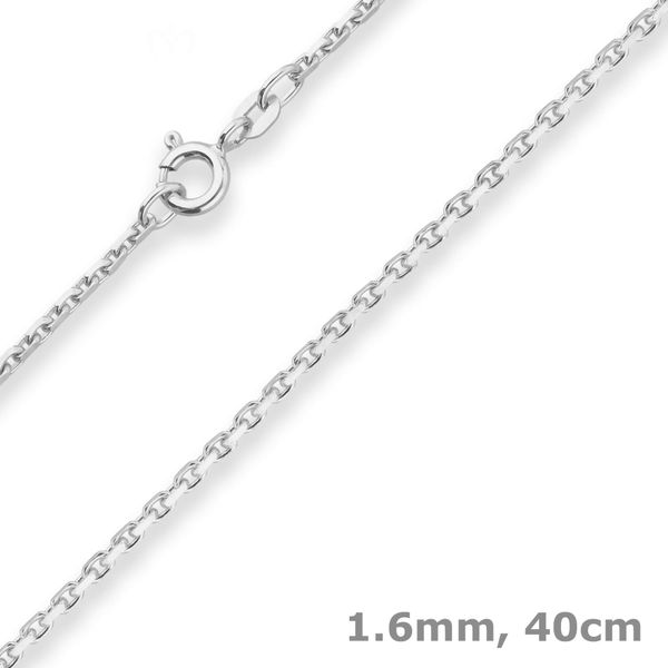 1.6mm Ankerkette diamantiert aus 925 Silber 40cm