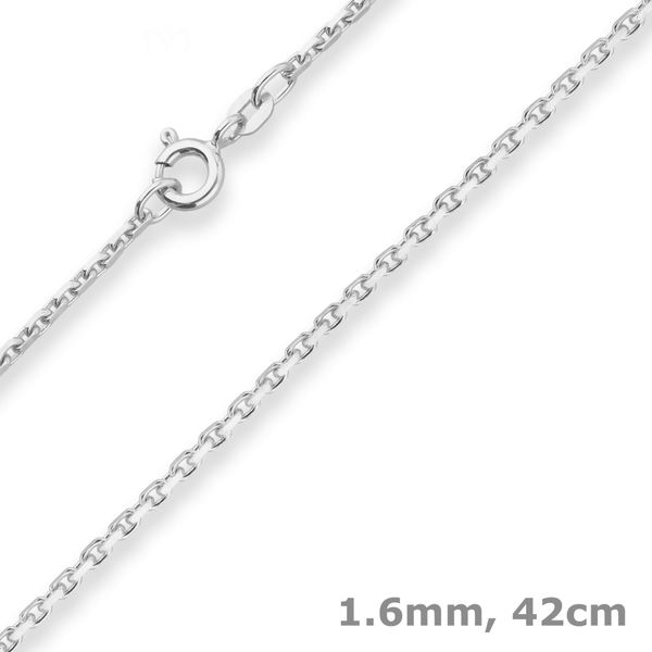 1.6mm Ankerkette diamantiert aus 925 Silber 42cm