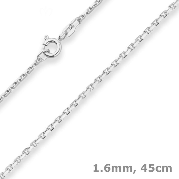 1.6mm Ankerkette diamantiert aus 925 Silber 45cm