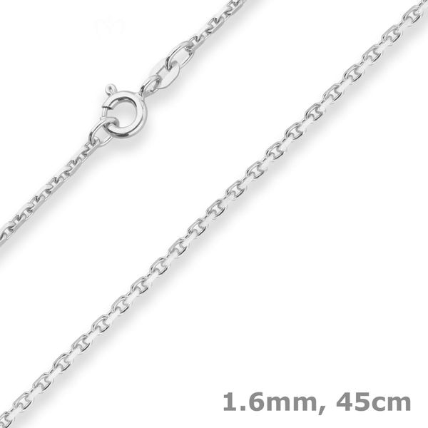 1.6mm Ankerkette diamantiert aus 925 Silber 45cm