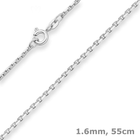1,6mm Ankerkette diamantiert Silberkette Collier Halskette aus 925 Silber 55cm