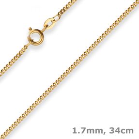 1,7mm Panzerkette Goldkette Collier Halskette aus 333 Gold Gelbgold 34cm