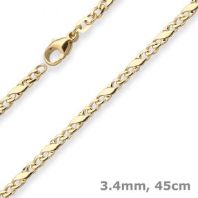 3,4mm Dollarkette Goldkette Collier Halskette aus 333 Gold Gelbgold 45cm