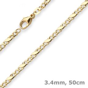 3,4mm Dollarkette Goldkette Collier Halskette aus 333 Gold Gelbgold 50cm