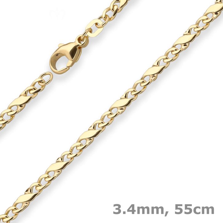 3.4mm Dollarkette aus 333 Gelbgold 55cm