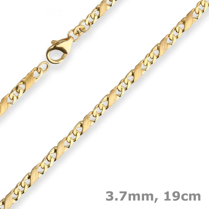 3.7mm Armband Dollarkette aus 333 Gelbgold 19cm