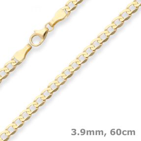 3,9mm Panzerkette weit Goldkette Collier Halskette aus 333 Gold Gelbgold 60cm