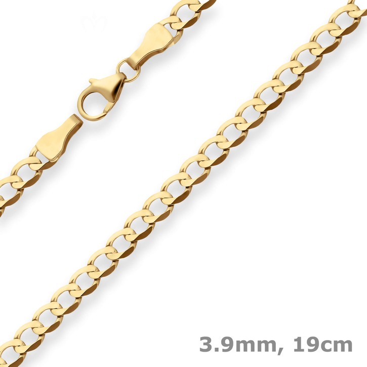 3.9mm Armband Panzerkette weit aus 333 Gelbgold 19cm