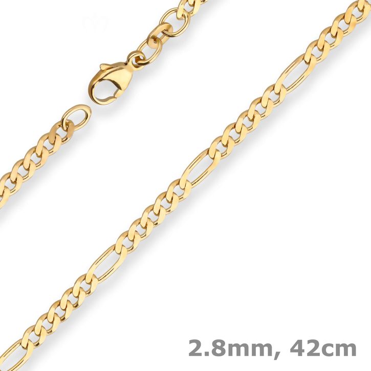 2.8mm Figarokette diamantiert aus 333 Gelbgold 42cm