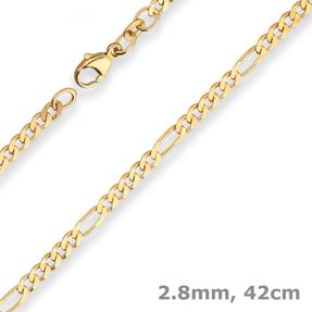 2,8mm Figarokette diamantiert Kette Collier Halskette aus 333 Gold Gelbgold 42cm