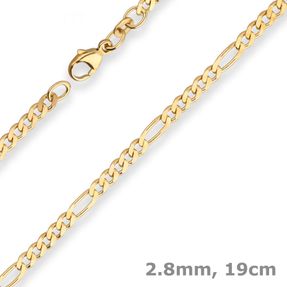 2,8mm Armband Figarokette diamantiert Armschmuck aus 333 Gold Gelbgold 19cm