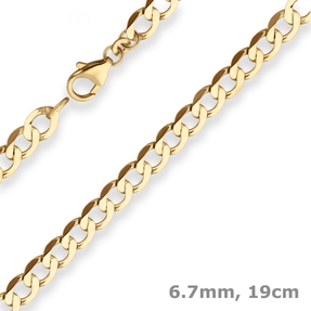 6,7mm Armband Panzerkette weit Goldarmband Armschmuck aus 333 Gold Gelbgold 19cm