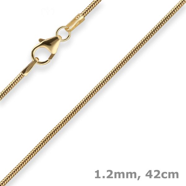 1.2mm Schlangenkette aus 333 Gelbgold 42cm