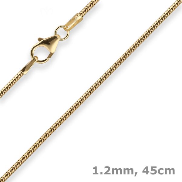 1.2mm Schlangenkette aus 333 Gelbgold 45cm