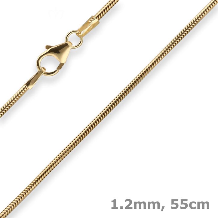 1.2mm Schlangenkette aus 333 Gelbgold 55cm