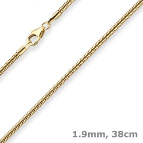 1,9mm Schlangenkette Goldkette Collier Halskette aus 333 Gold Gelbgold 38cm