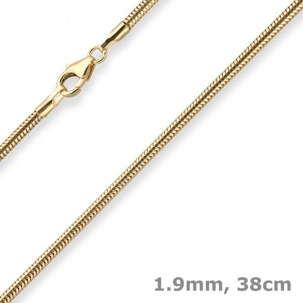 1.9mm Schlangenkette aus 333 Gelbgold 38cm