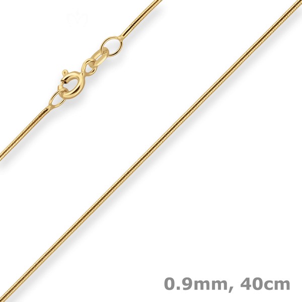 0.9mm Schlangenkette aus 333 Gelbgold 40cm