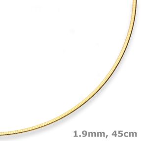 1,9mm Tondakette oval Collier Omegareif Halskette aus 333 Gold Gelbgold 45cm