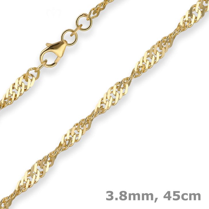 3.8mm Singapurkette aus 333 Gelbgold 45cm