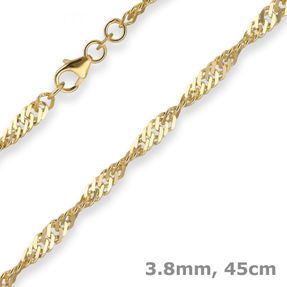 3,8mm Singapurkette Goldkette Collier Halskette aus 333 Gold Gelbgold 45cm