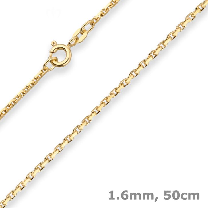 1.6mm Ankerkette diamantiert aus 333 Gelbgold 50cm