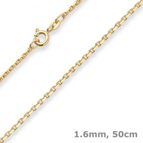 1,6mm Ankerkette diamantiert Kette Collier Halskette aus 333 Gold Gelbgold 50cm