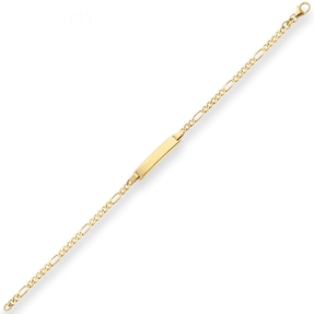 2,9mm Id-Armband Figarokette diamantiert Schildband aus 333 Gold Gelbgold 16cm