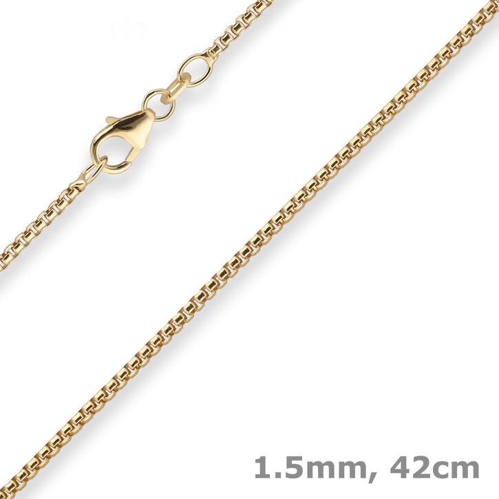 1.5mm Veneziakette rund aus 333 Gelbgold 42cm