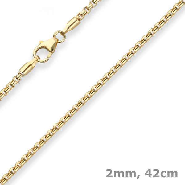 2mm Veneziakette rund aus 333 Gelbgold 42cm